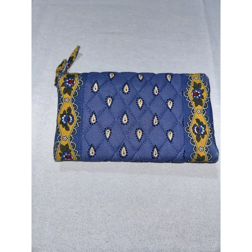 Vera Bradley French‎ Blue Tri Fold Wallet Check Book Cover Zipper Soft - Picture 2 of 5